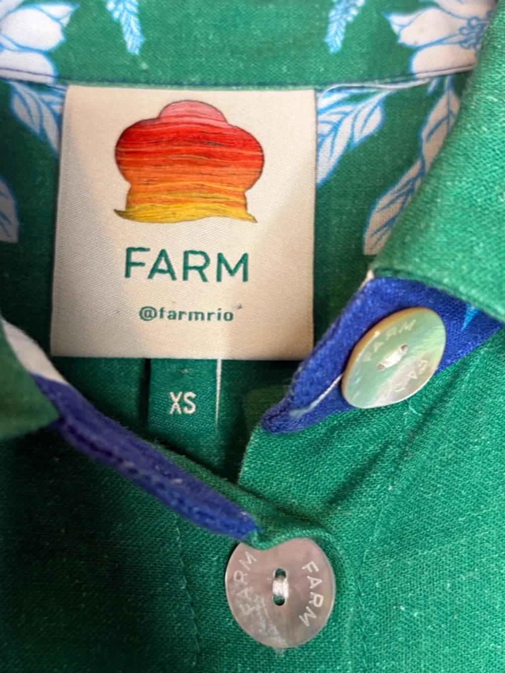 Farm Rio Green Blue Floral Button Top + Shorts Set Tropical Resort Matching - Picture 4 of 12